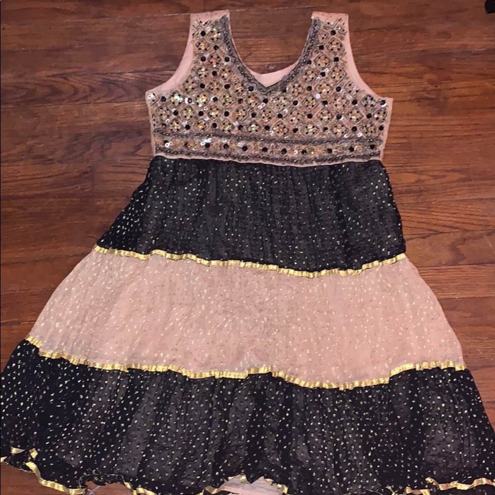 OOAK Handmade Embellished Metallic Boho Tier Dress - Picture 10 of 10